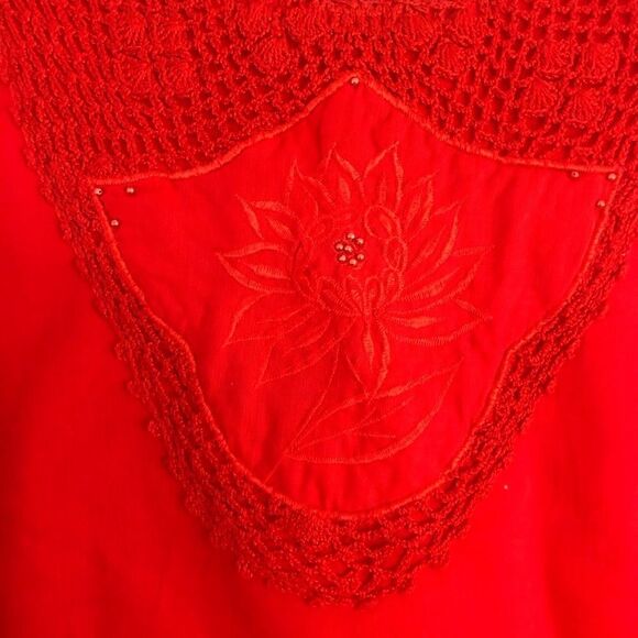 J.M Pink Red Sleeveless Crochet detail Blouse size  2X - Picture 2 of 8